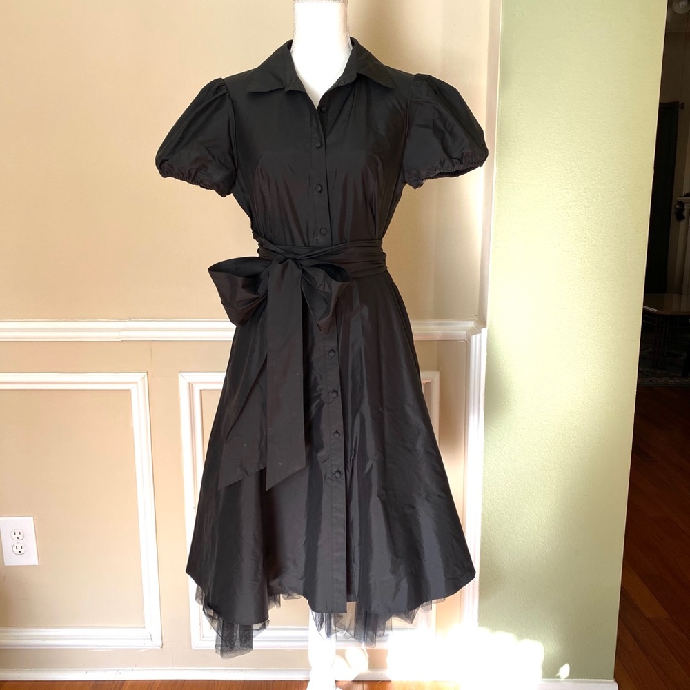 BCBG Black Silk Taffeta Dress